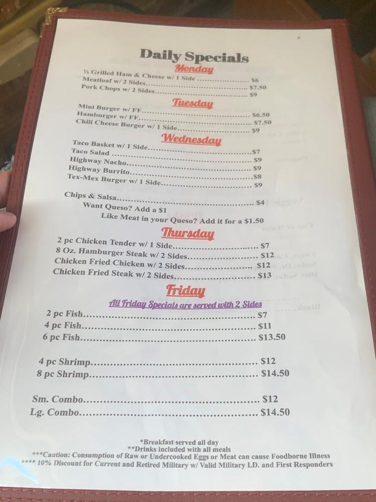Iowa Park Hwy Grill Menu image 1